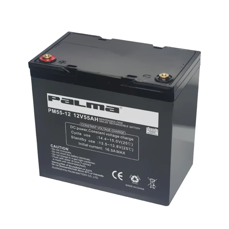 PALMA 12V 55Ah sealed VRLA UPS backup Battery front view